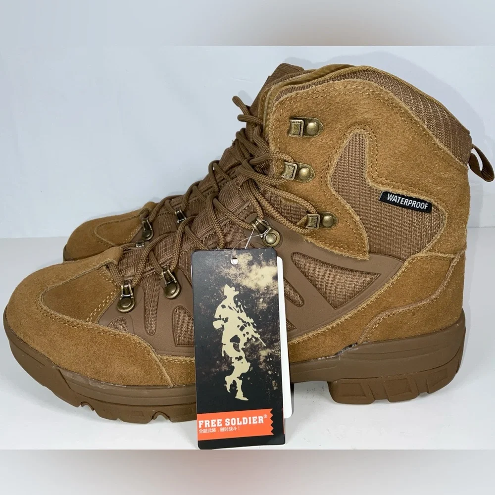 NIB Men’s Free Soldier ACC0022‎ Tactical 6” Waterproof Boots Coyote Brown 11.5